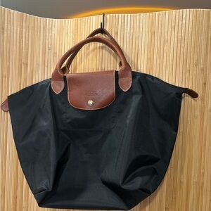 Longchamp Black and Brown Tote Bag